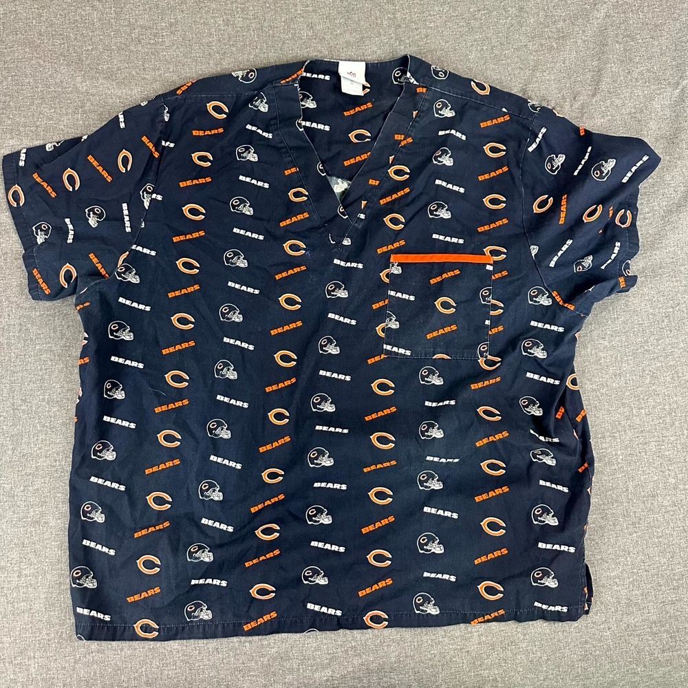 NFL Team Apparel Scrub Top Women's XL Black Logo‎ Print Chicago Bears Football